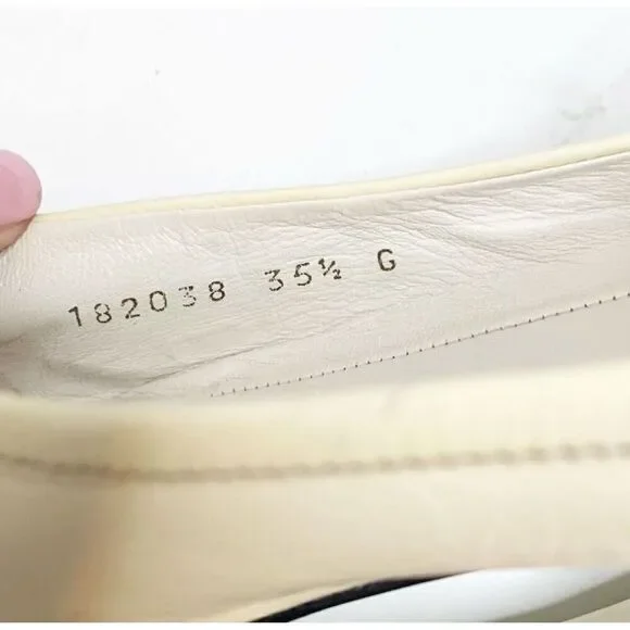 Authentic GUCCI Cream Ivory Patent Leather Bamboo Tassel Bow Ballet Flats 35.5 G - Picture 9 of 12